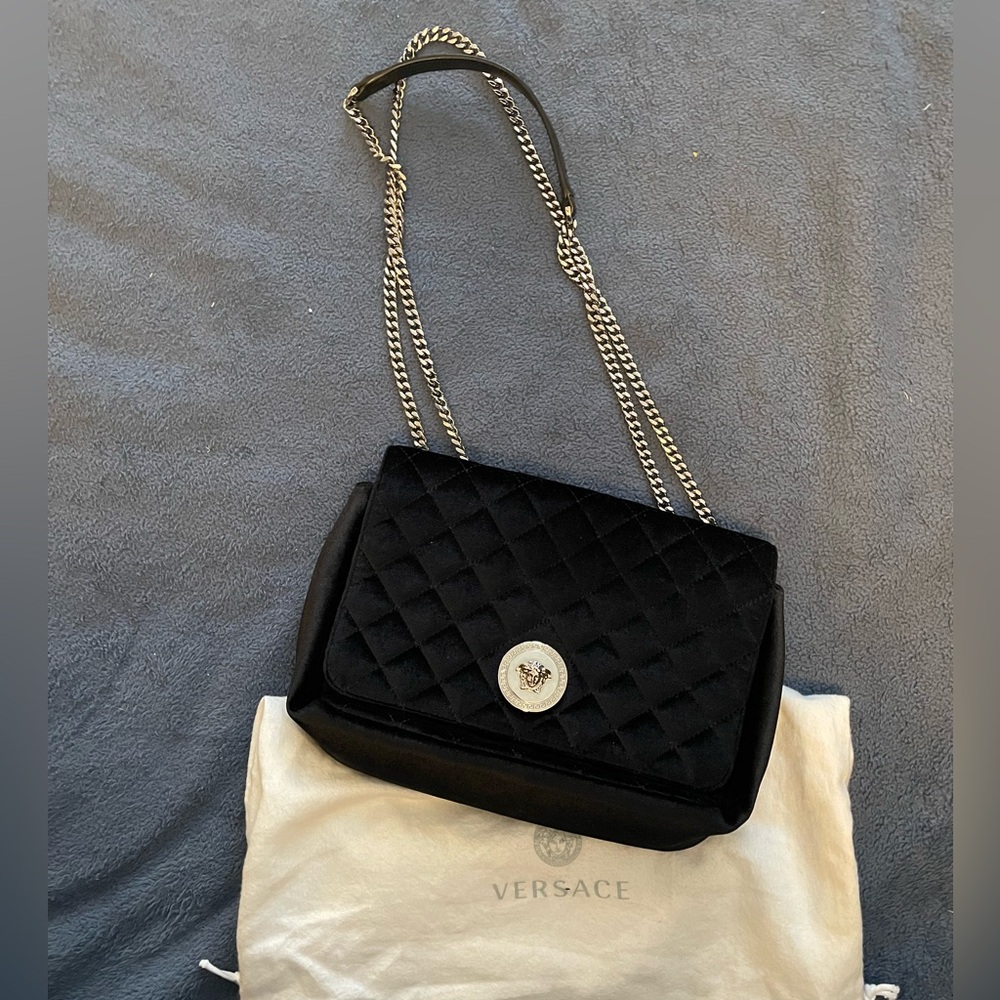 Versace Black Quilted Chain Shoulder Bag